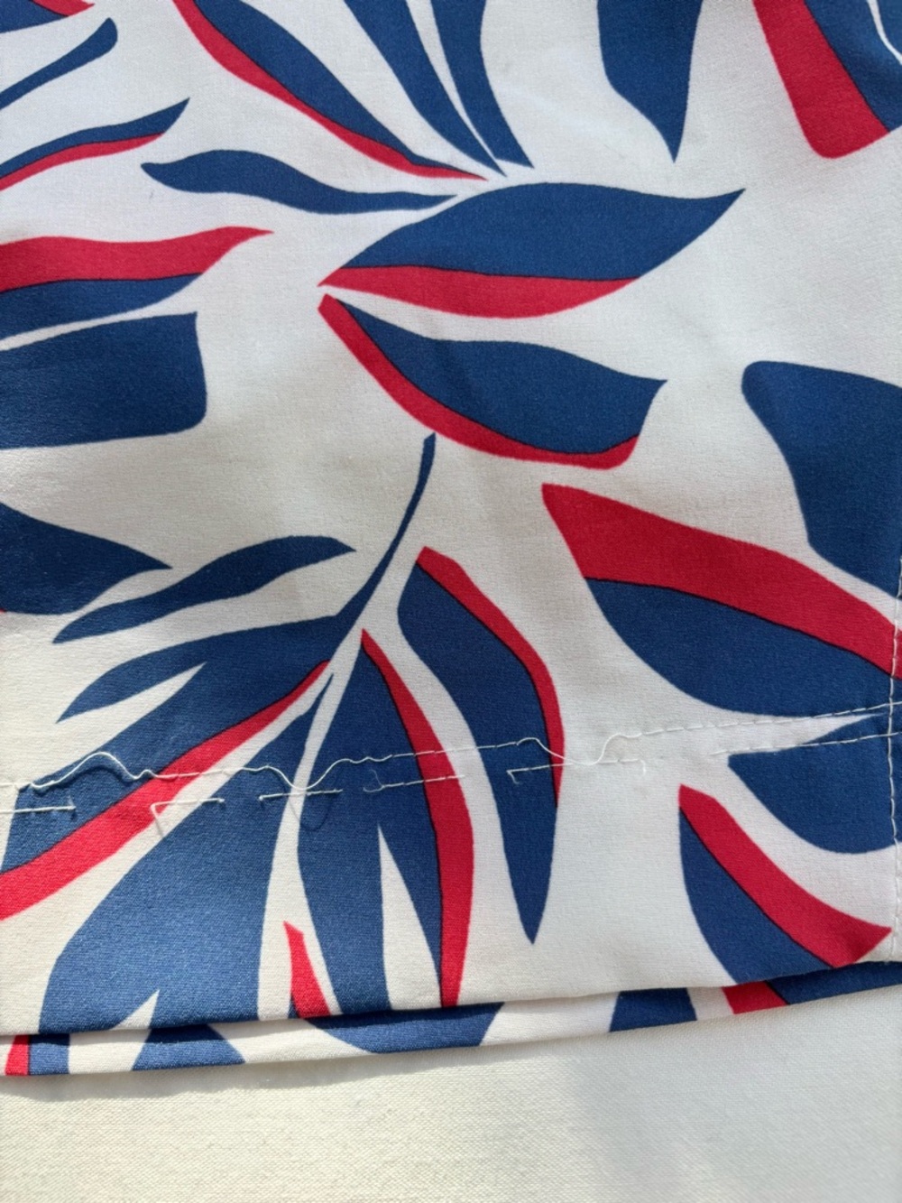 Tropical Leaf Print Mini Skirt - Navy & Red on White - Picture 6 of 9